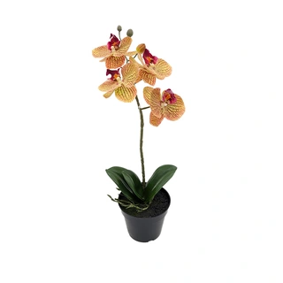 Kunst Phalaenopsis Orchidee In Pot x1 50 cm - Tiger Yellow