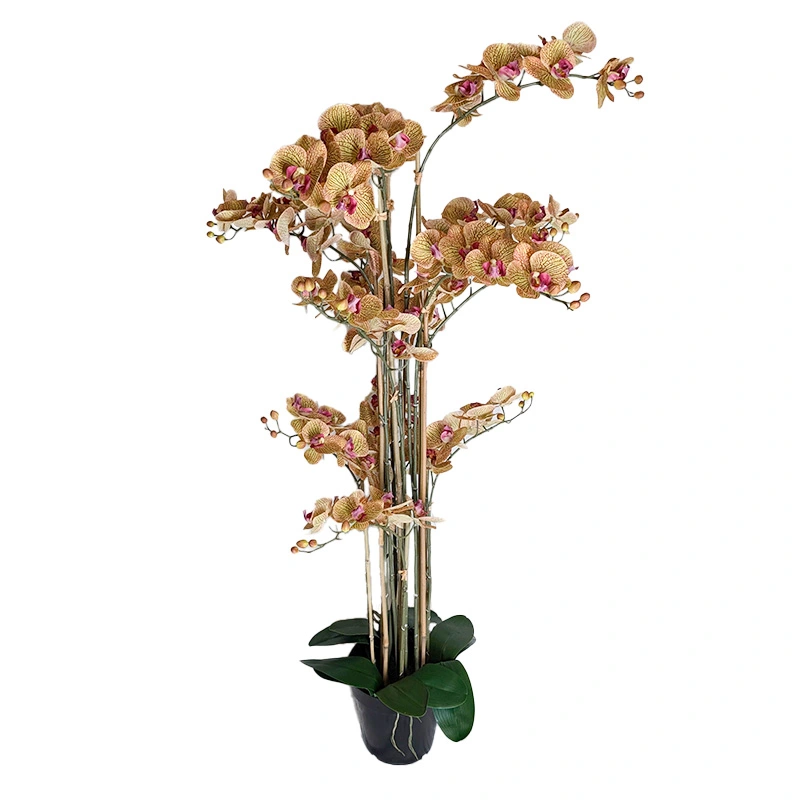 Kunst Phalaenopsis Orchidee In Pot 140 cm - Tiger Yellow