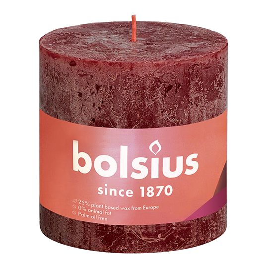 Bolsius Stompkaars 100/100 Shine rustiek velvet red
