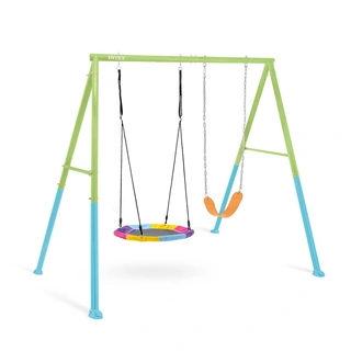 Intex Saucer and Swing Two Feature Set Blauw/Groen - 254 x 244 x 198 cm - afbeelding 1