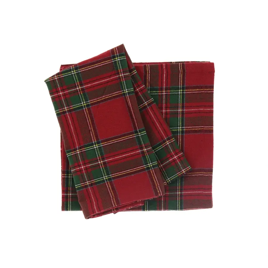 Unique Living Servet Xmas tartan 40x40 cm red - 4st.