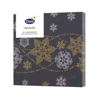 Duni Servetten Snow Glitter Black - 24x24 cm | Tuincentrum De Boet
