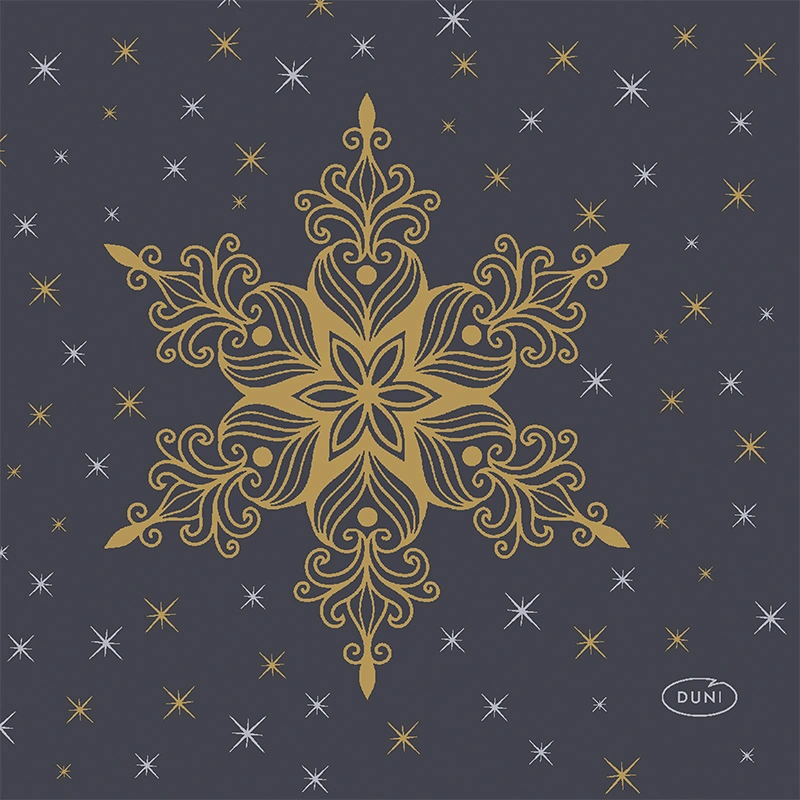 Duni Servetten Snowstars Black - 24x24cm