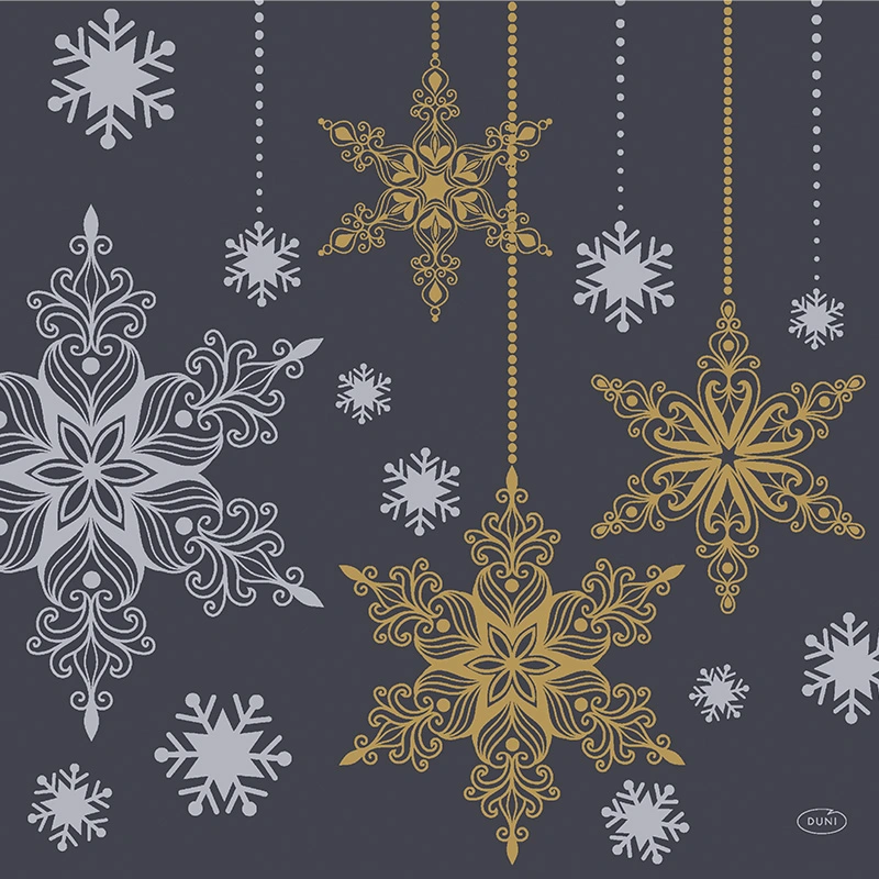 Duni Servetten Snowstars Black - 40x40cm