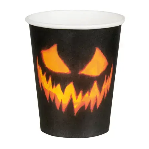 Papieren Bekertjes Creepy Pumpkin - 10 st. - afbeelding 1