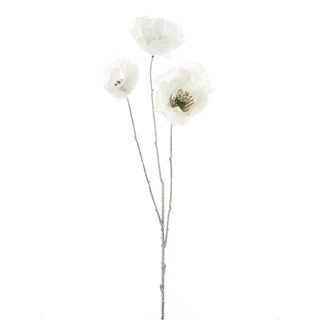 Kunstbloem Iridescent Poppy Spray Wit - 90 cm
