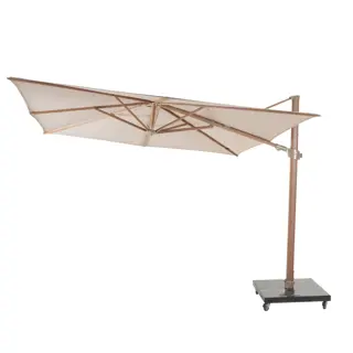 4 Seasons Outdoor Siesta Premium Zweefparasol 300x300 - Sand/Houtlook Frame - afbeelding 1