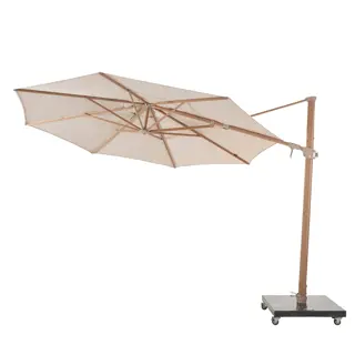 4 Seasons Outdoor Siesta Premium Zweefparasol Ø350  - Sand/Houtlook Frame - afbeelding 1