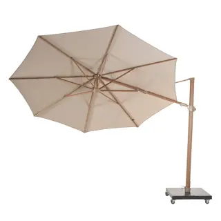 4 Seasons Outdoor Siesta Premium Zweefparasol Ø350  - Sand/Houtlook Frame - afbeelding 2