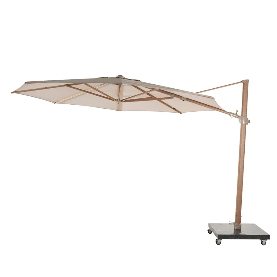 4 Seasons Outdoor Siesta Premium Zweefparasol Ø350  - Sand/Houtlook Frame - afbeelding 3