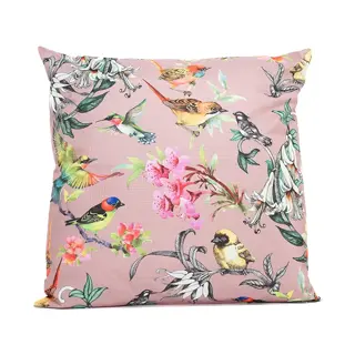 Anna's Collection Buitenkussen Vogels Oud Roze - 60x60 cm