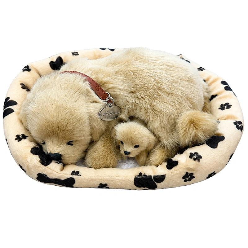 Bewegende Knuffel Slapende Hond - Beige