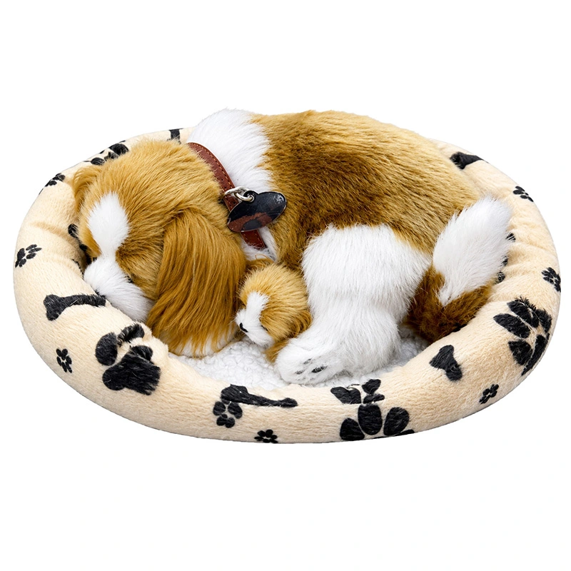 Bewegende Knuffel Slapende Hond - Wit/beige
