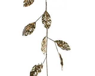 Kersttak Slinger Blad Glitter - Licht Goud