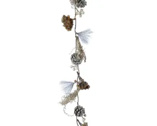 Kersttak Slinger Droogbloemen - Wit