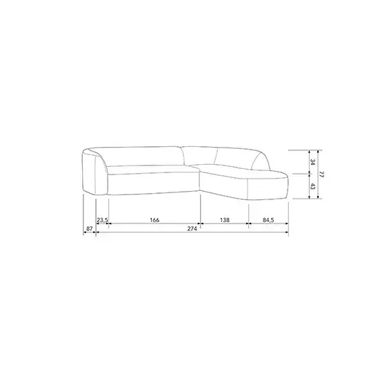 BePureHome Sloping Hoekbank Rechts Grijs Melange - afbeelding 4