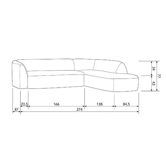 BePureHome Sloping Hoekbank Rechts Lichtbruin Melange - afbeelding 4