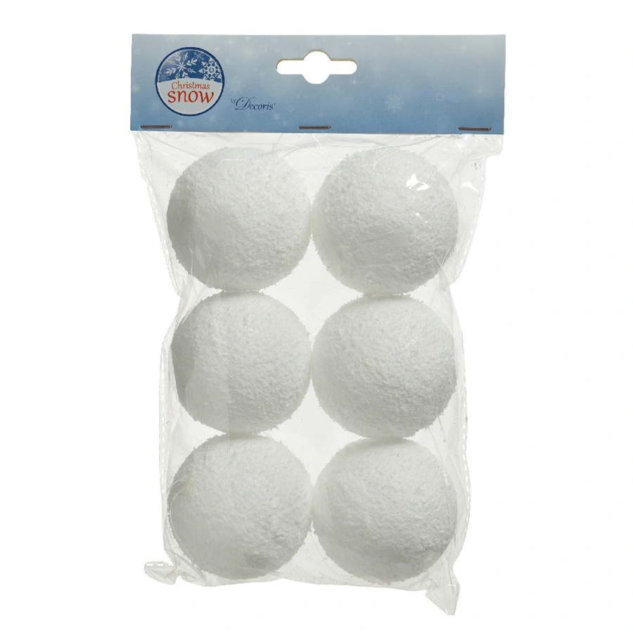 Kerstbal Sneeuwbal Foam Wit 6 st. - Ø8 cm - afbeelding 1