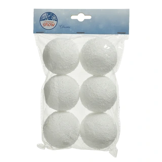 Kerstbal Sneeuwbal Foam Wit 6 st. - Ø8 cm - afbeelding 1