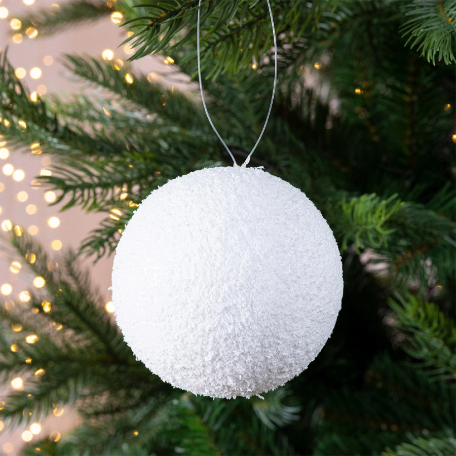 Kerstbal Sneeuwbal Foam Wit 6 st. - Ø8 cm - afbeelding 2