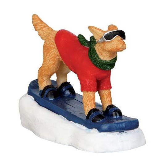 Lemax Snowboarding Dog