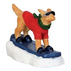 Lemax Snowboarding Dog