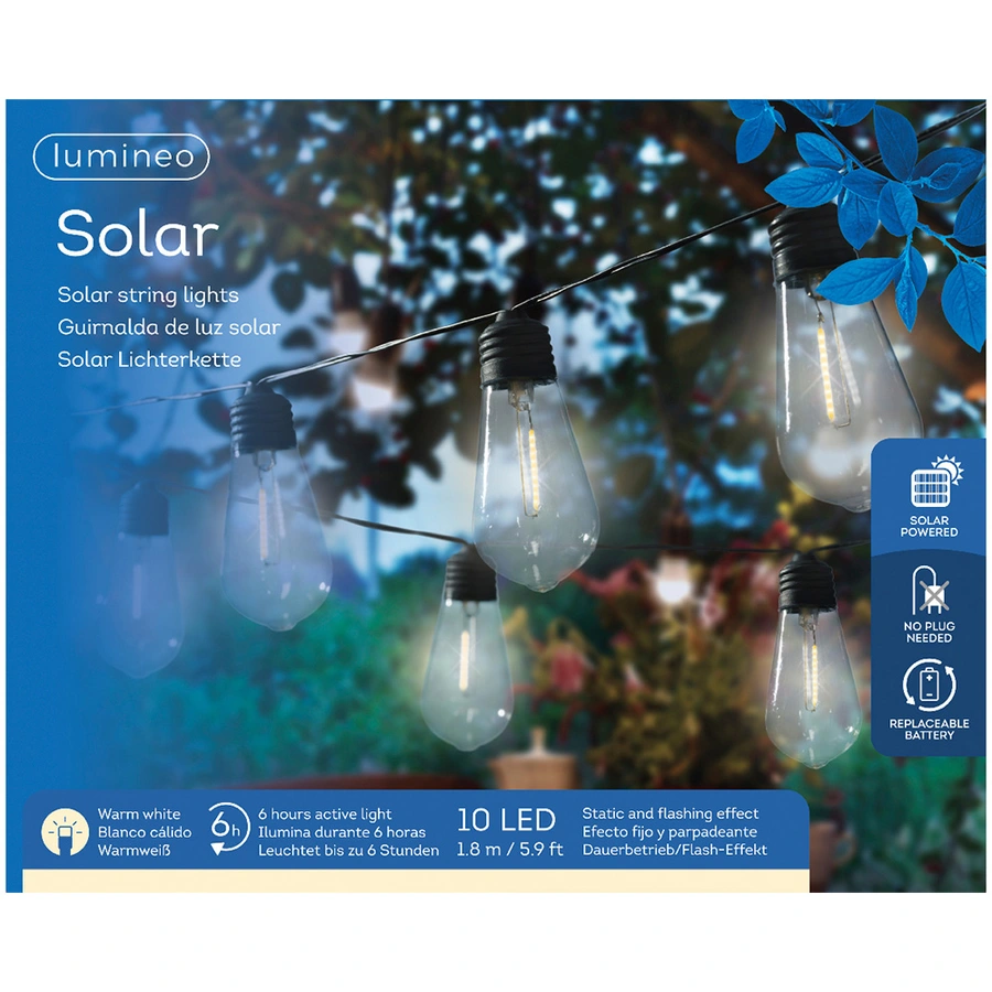 Solar Bulbsnoer Twinkel Zwart - 180 cm - afbeelding 2