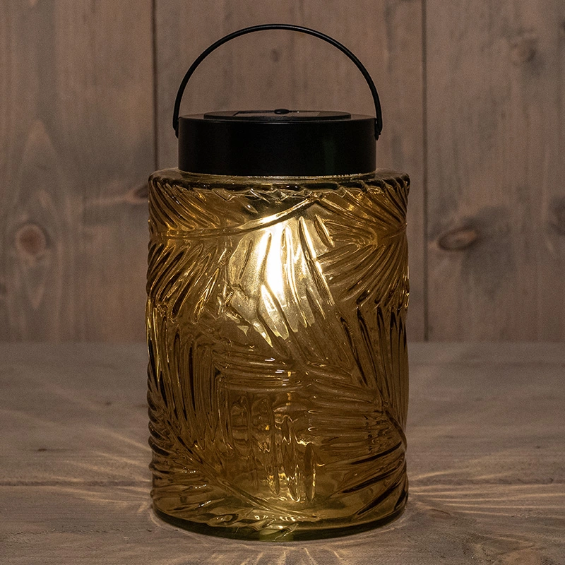 Anna's Collection Glazen Solar Retro Lamp Amber - 12,5x20 cm