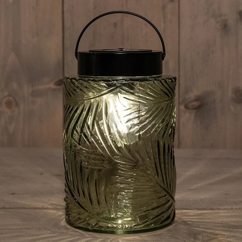 Anna's Collection Glazen Solar Retro Lamp Groen - 12,5x20 cm