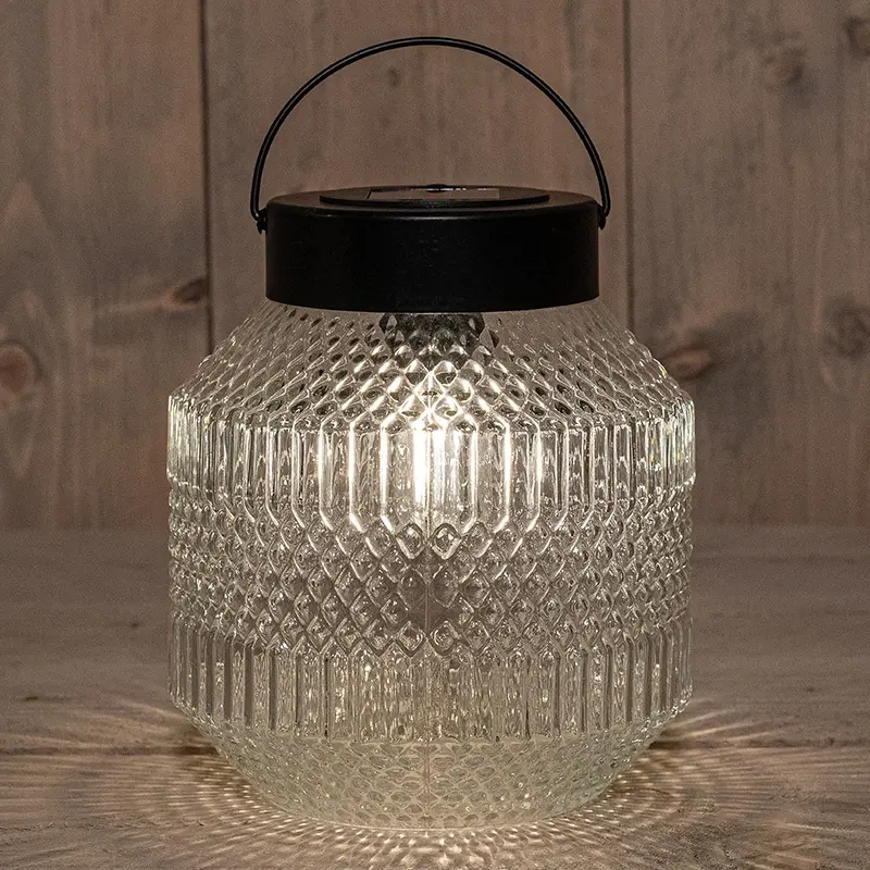 Anna's Collection Glazen Solar Retro Lamp Helder - 16x16 cm