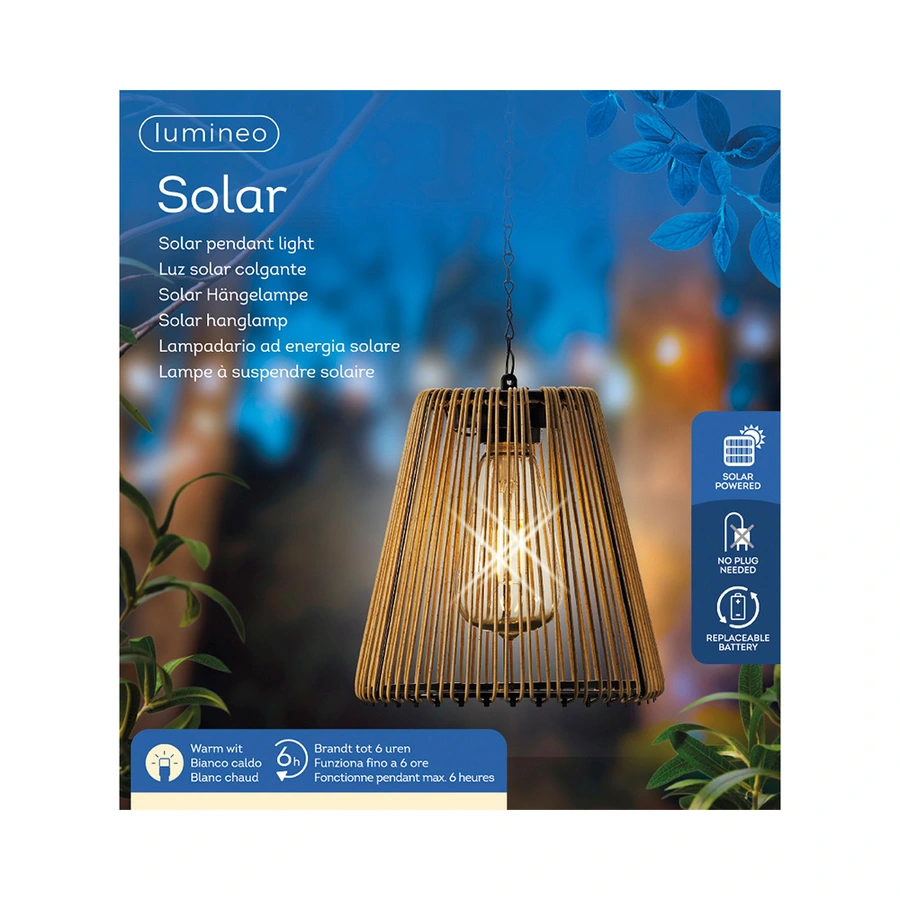 Solar Hanglamp Wicker Naturel - 17,5x18 cm - afbeelding 5
