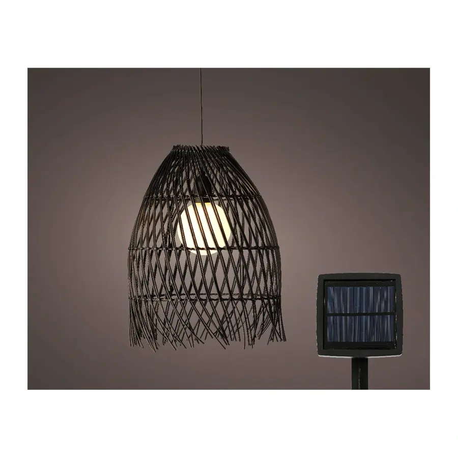 Solar Hanglamp Wicker Zwart - 28x36 cm - afbeelding 2