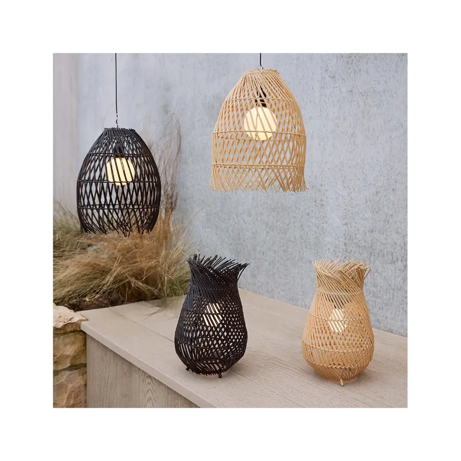 Solar Hanglamp Wicker Zwart - 28x36 cm - afbeelding 3