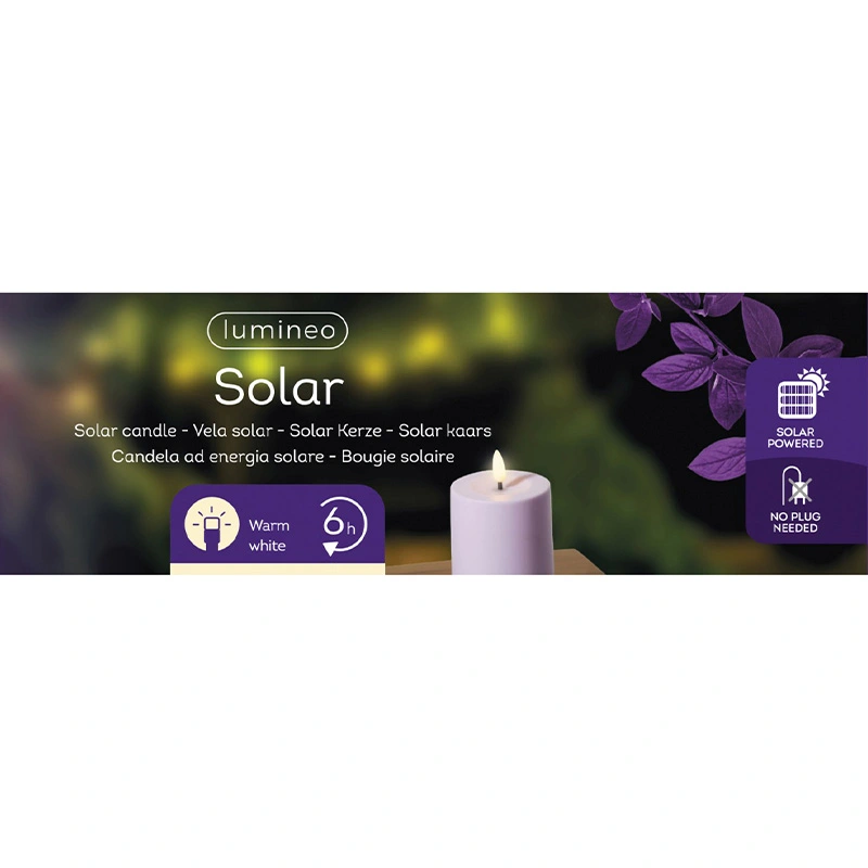 Solar Buitenkaars Kunststof Lila - Ø7x10 cm - afbeelding 4