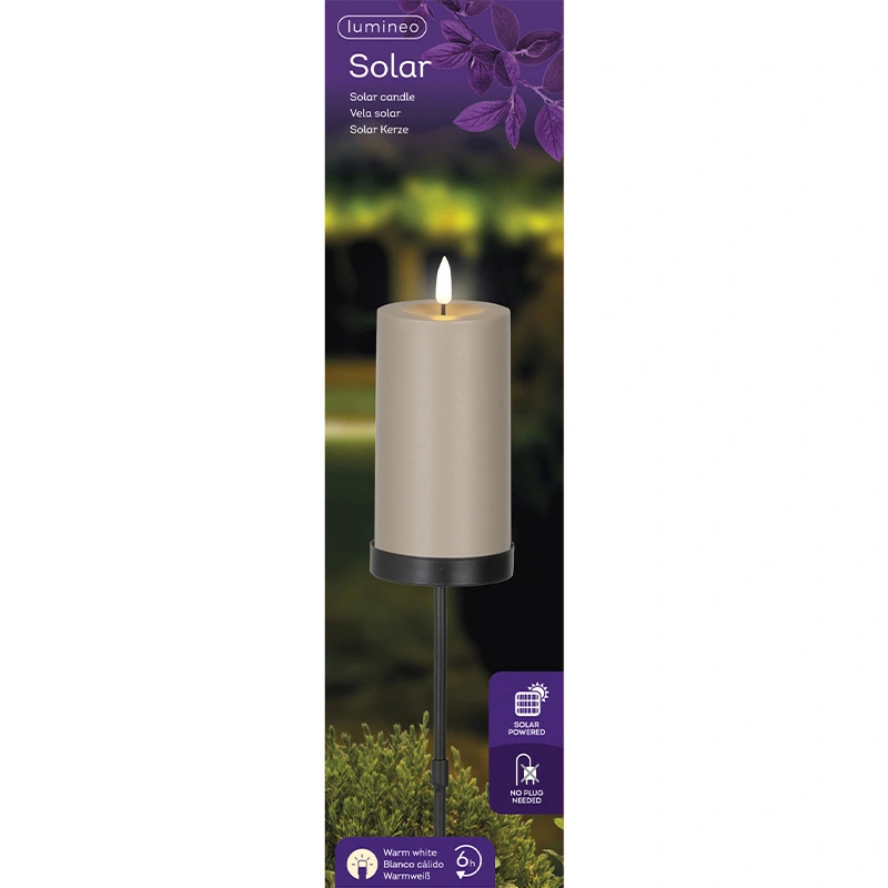 Solar Tuinsteker Kaars Kunststof Bruin - Ø7x117 cm - afbeelding 4