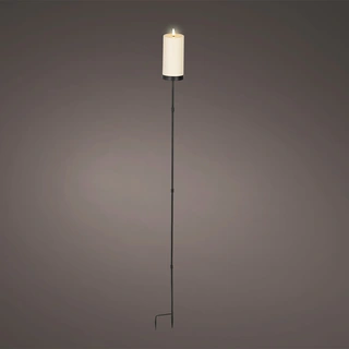 Solar Tuinsteker Kaars Kunststof Creme - Ø7x117 cm - afbeelding 2