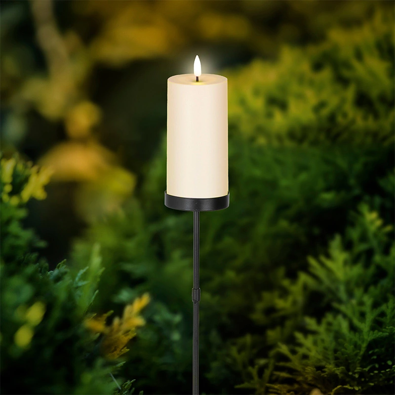 Solar Tuinsteker Kaars Kunststof Creme - Ø7x117 cm - afbeelding 3