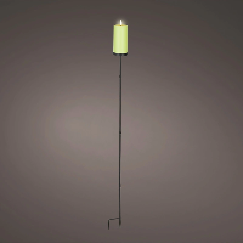 Solar Tuinsteker Kaars Kunststof Groen - Ø7x117 cm - afbeelding 2
