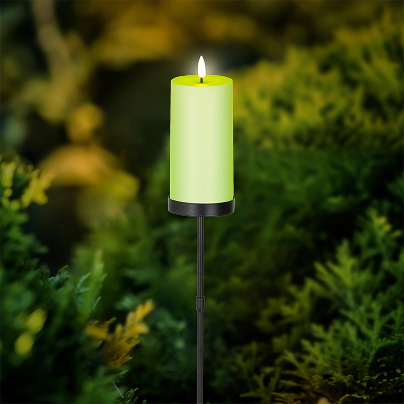 Solar Tuinsteker Kaars Kunststof Groen - Ø7x117 cm - afbeelding 3