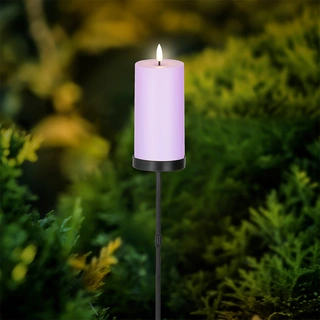 Solar Tuinsteker Kaars Kunststof Lila - Ø7x117 cm - afbeelding 3