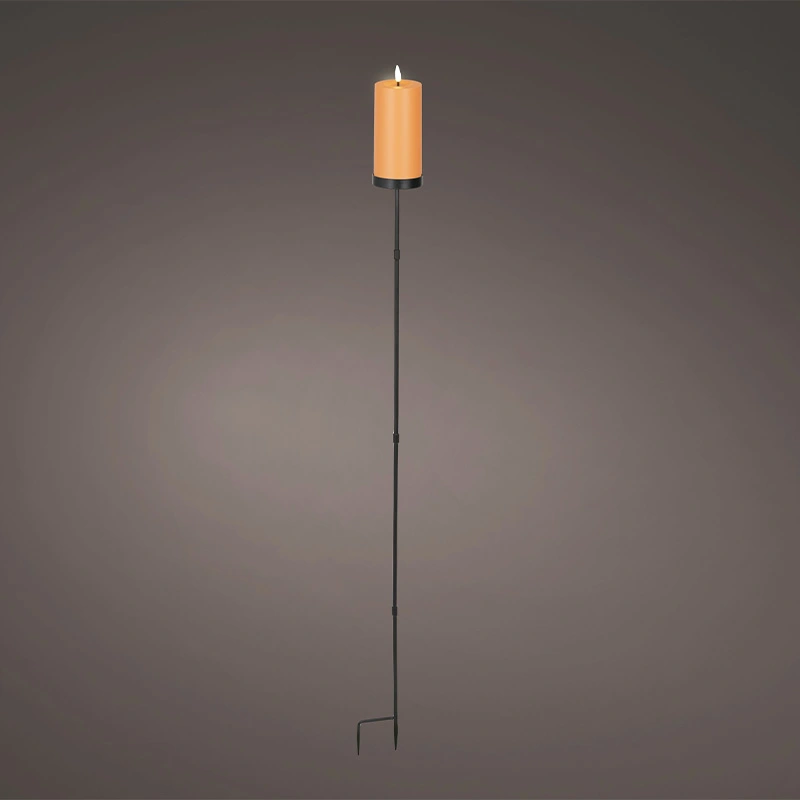 Solar Tuinsteker Kaars Kunststof Oranje - Ø7x117 cm - afbeelding 2