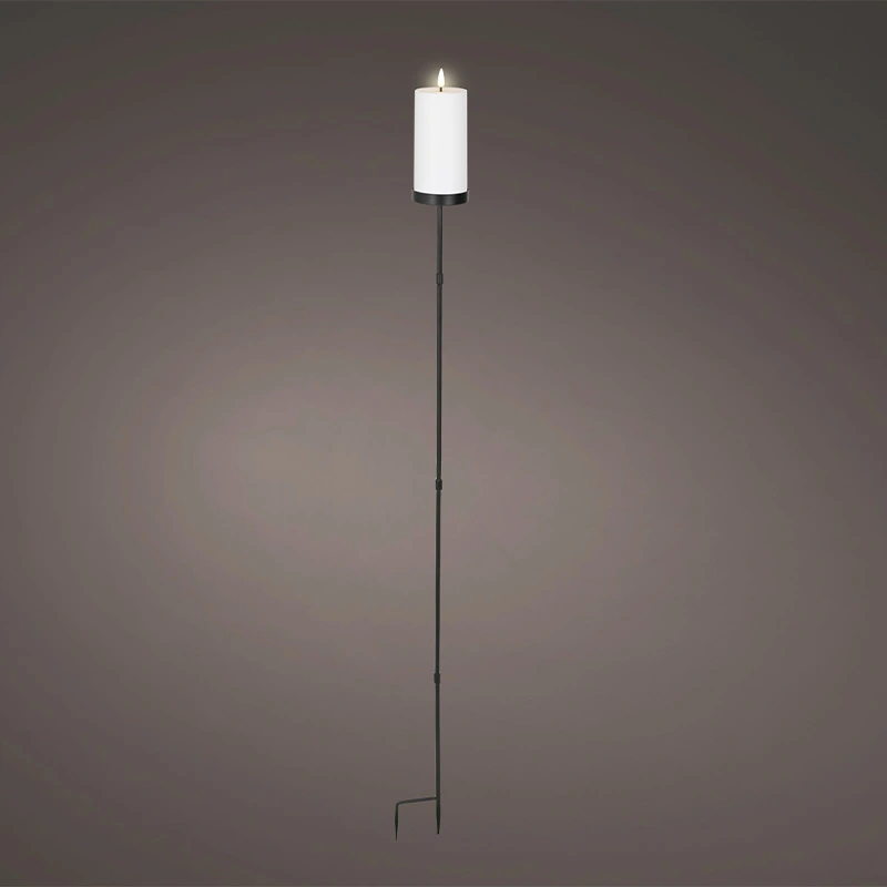 Solar Tuinsteker Kaars Kunststof Wit - Ø7x117 cm - afbeelding 2
