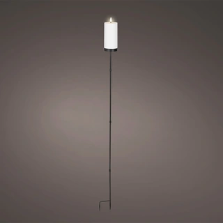 Solar Tuinsteker Kaars Kunststof Wit - Ø7x117 cm - afbeelding 2