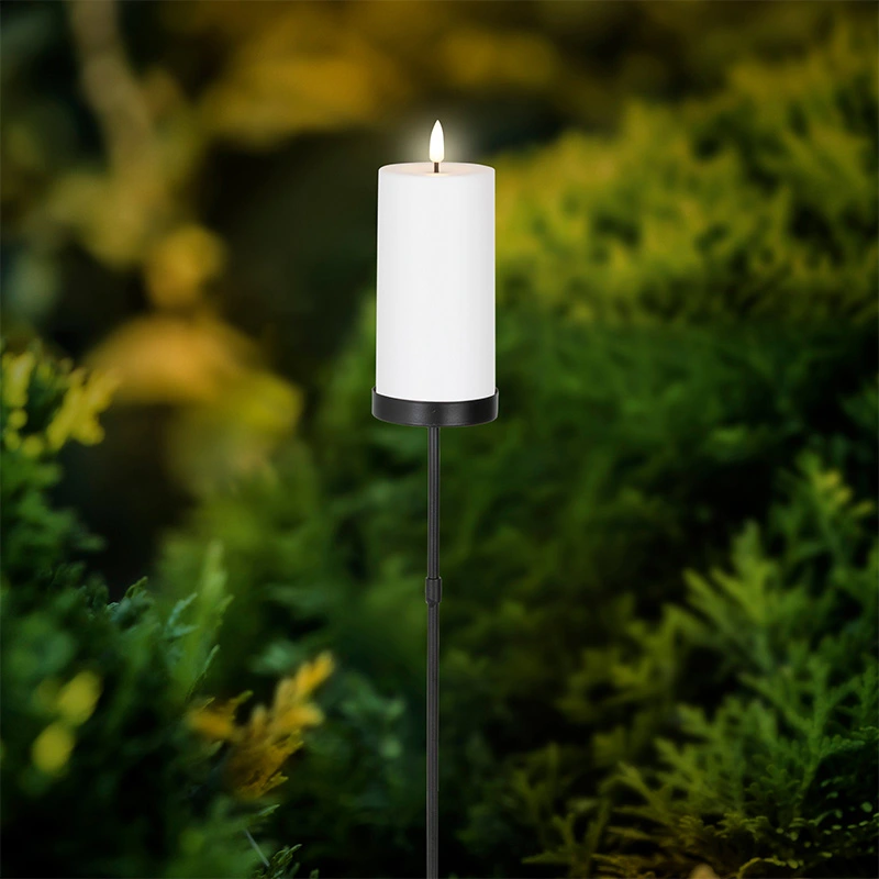 Solar Tuinsteker Kaars Kunststof Wit - Ø7x117 cm - afbeelding 3