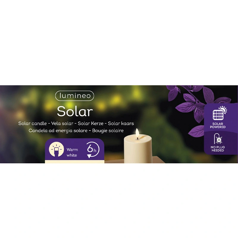 Solar Buitenkaars Kunststof Creme - Ø7x15 cm - afbeelding 4