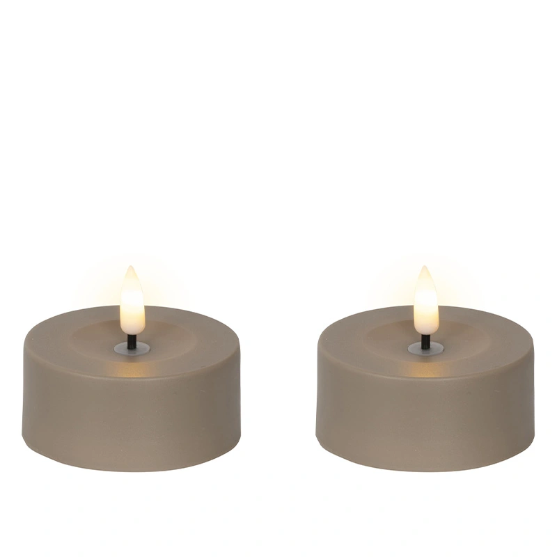 Solar Buitenkaarsen Kunststof Bruin - Ø7x3,2 cm - afbeelding 1
