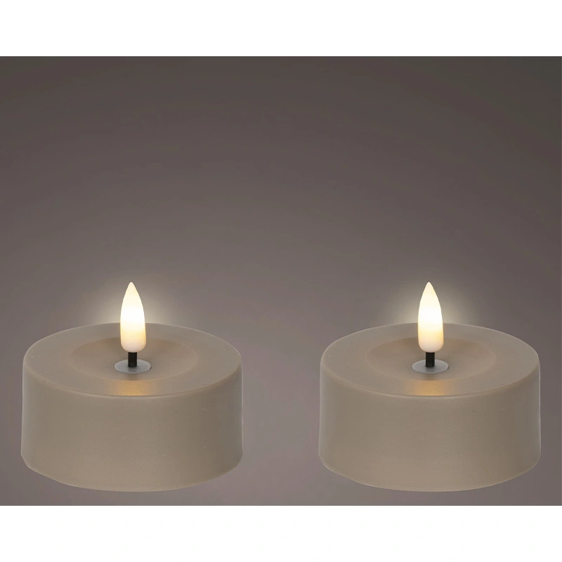 Solar Buitenkaarsen Kunststof Bruin - Ø7x3,2 cm - afbeelding 2