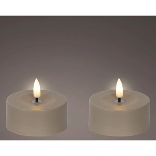 Solar Buitenkaarsen Kunststof Bruin - Ø7x3,2 cm - afbeelding 2