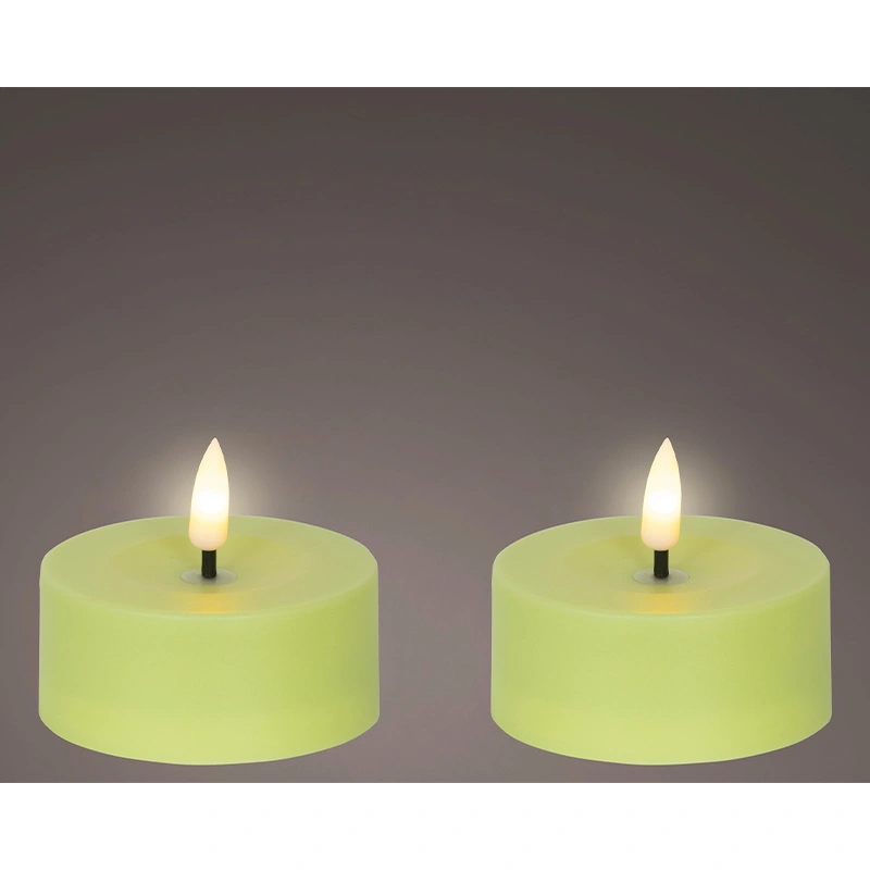 Solar Buitenkaarsen Kunststof Groen - Ø7x3,2 cm - afbeelding 2