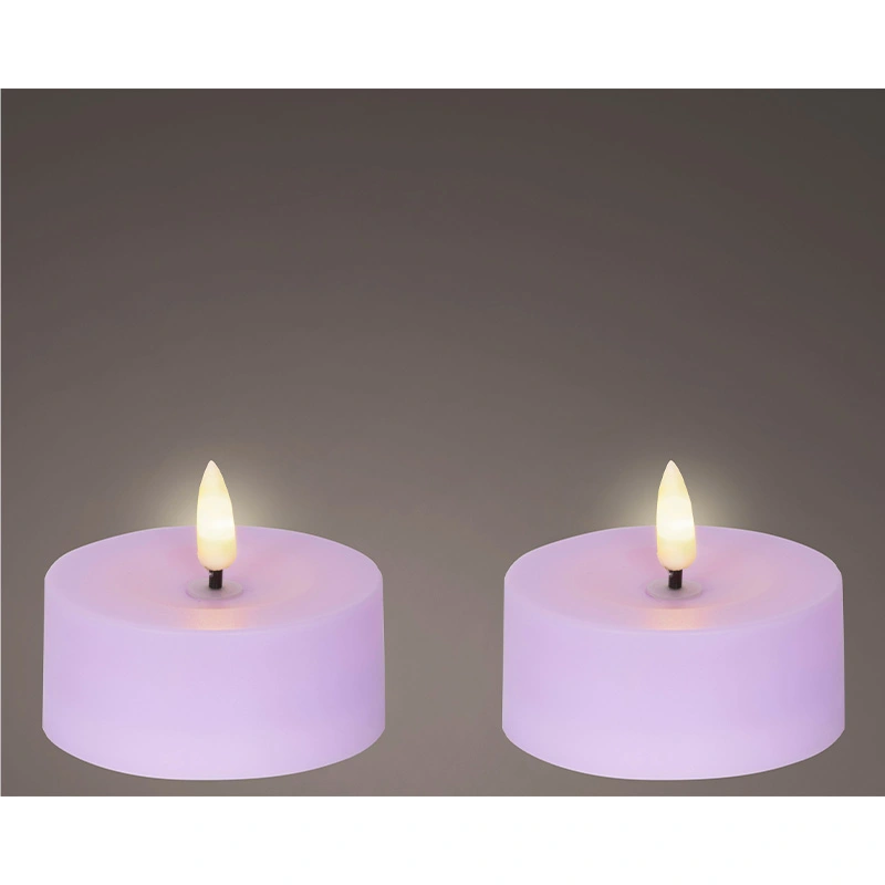 Solar Buitenkaarsen Kunststof Lila - Ø7x3,2 cm - afbeelding 2